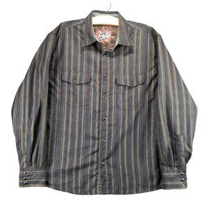 Scully Pearl Snap Button Up Shirt Men's Large Western Brown Striped